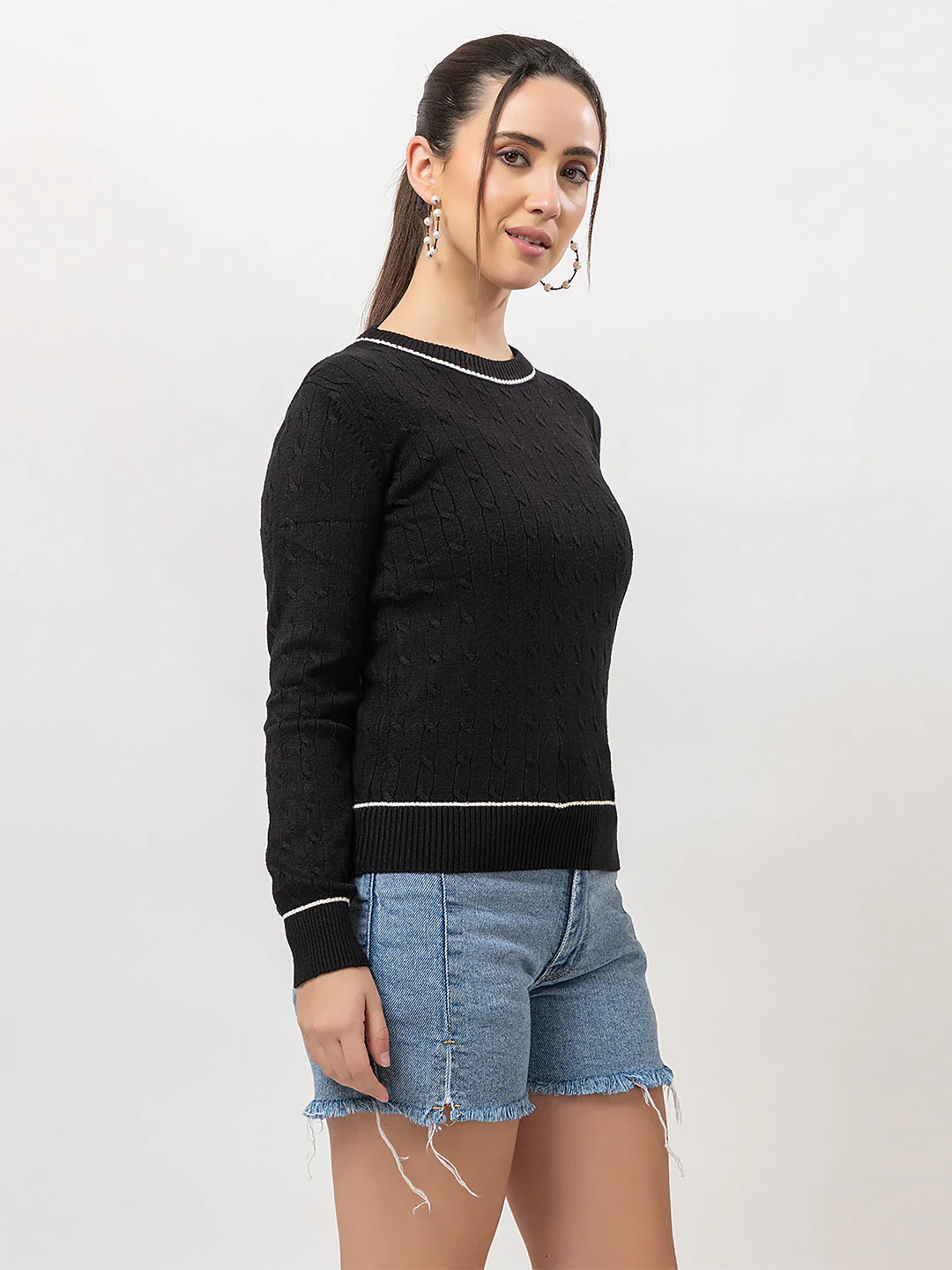 Women's Cable-Knit Solid Sweater - Image 7