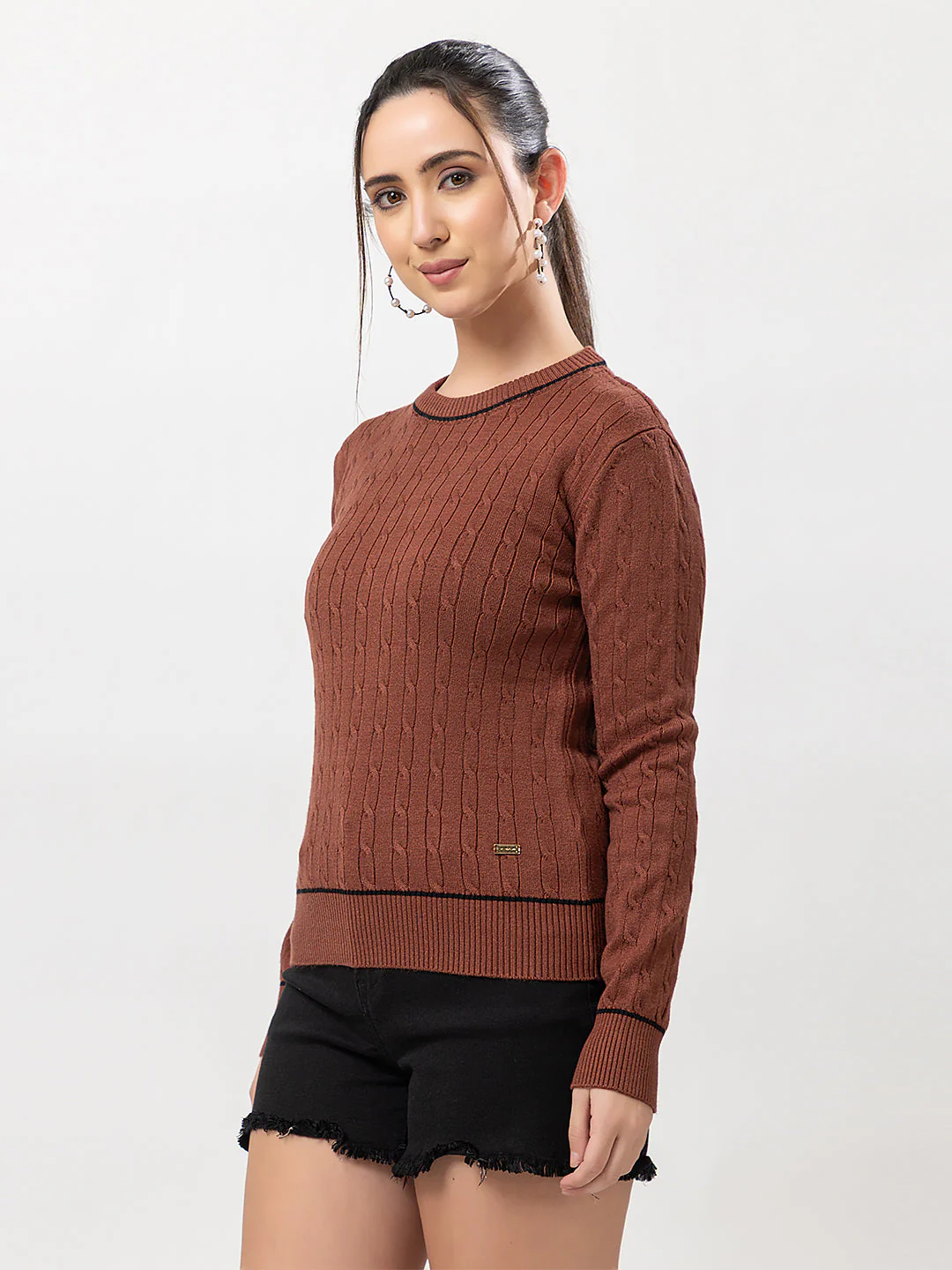 Women's Cable-Knit Solid Sweater