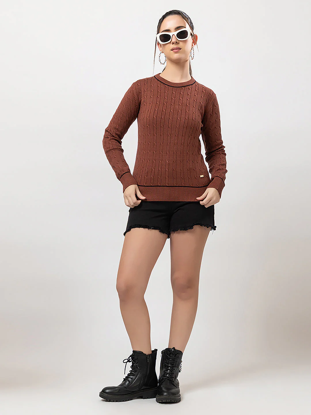 Women's Cable-Knit Solid Sweater - Image 2