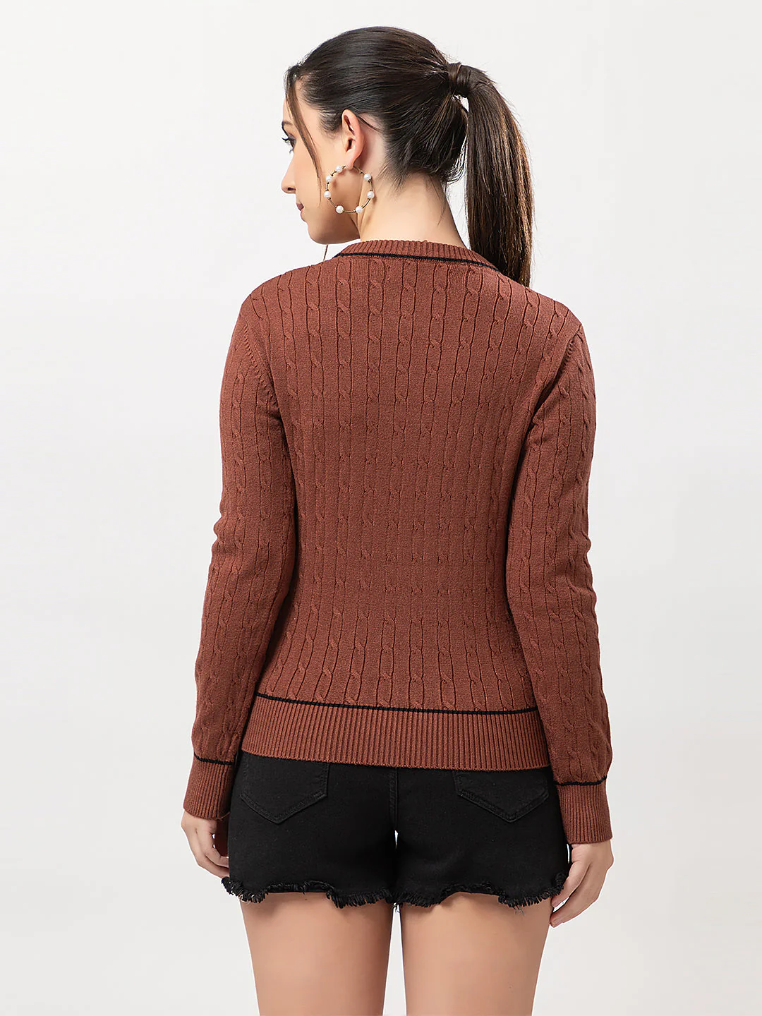 Women's Cable-Knit Solid Sweater - Image 4