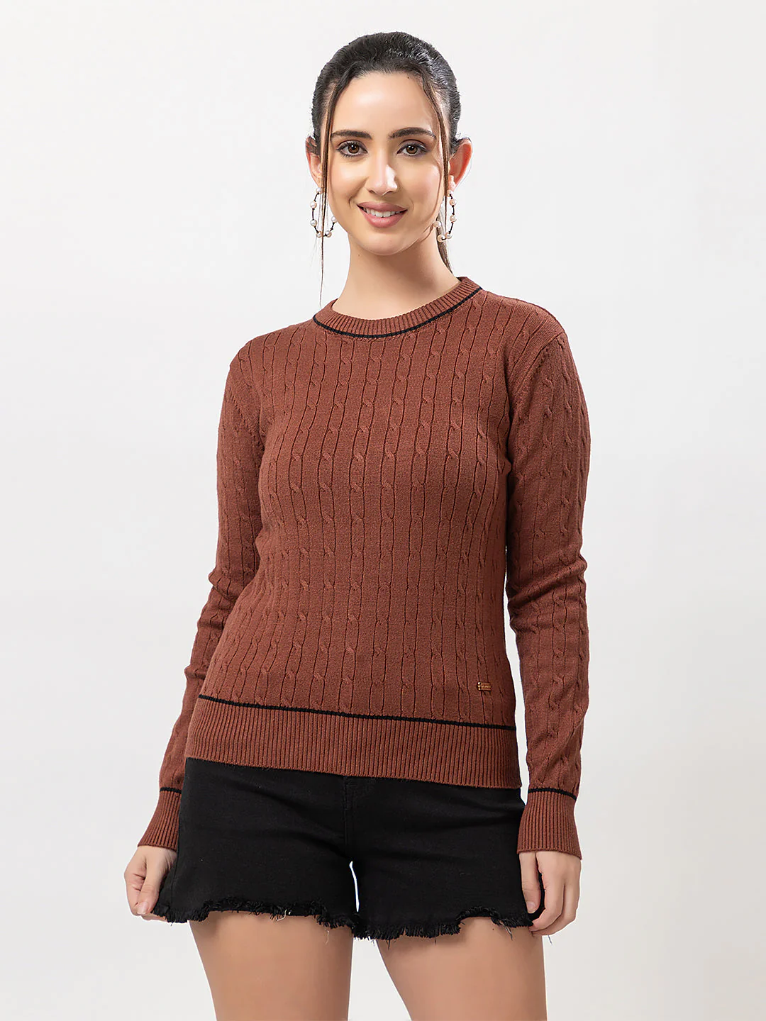 Women's Cable-Knit Solid Sweater - Image 5