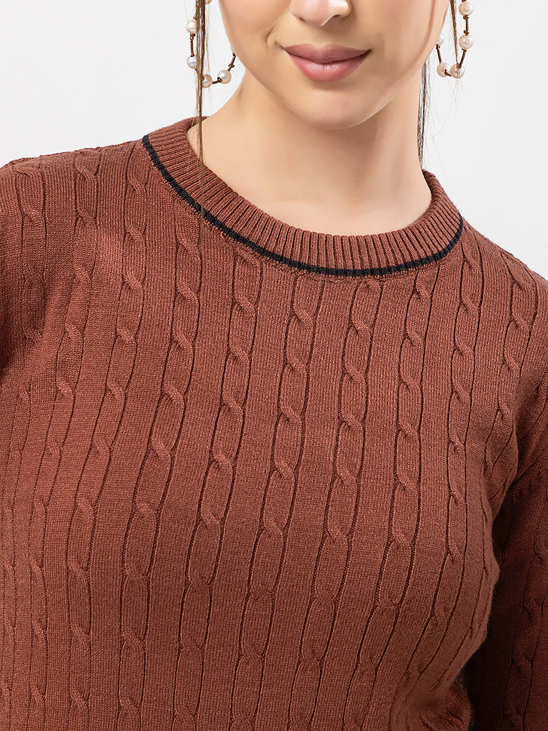 Women's Cable-Knit Solid Sweater - Image 6