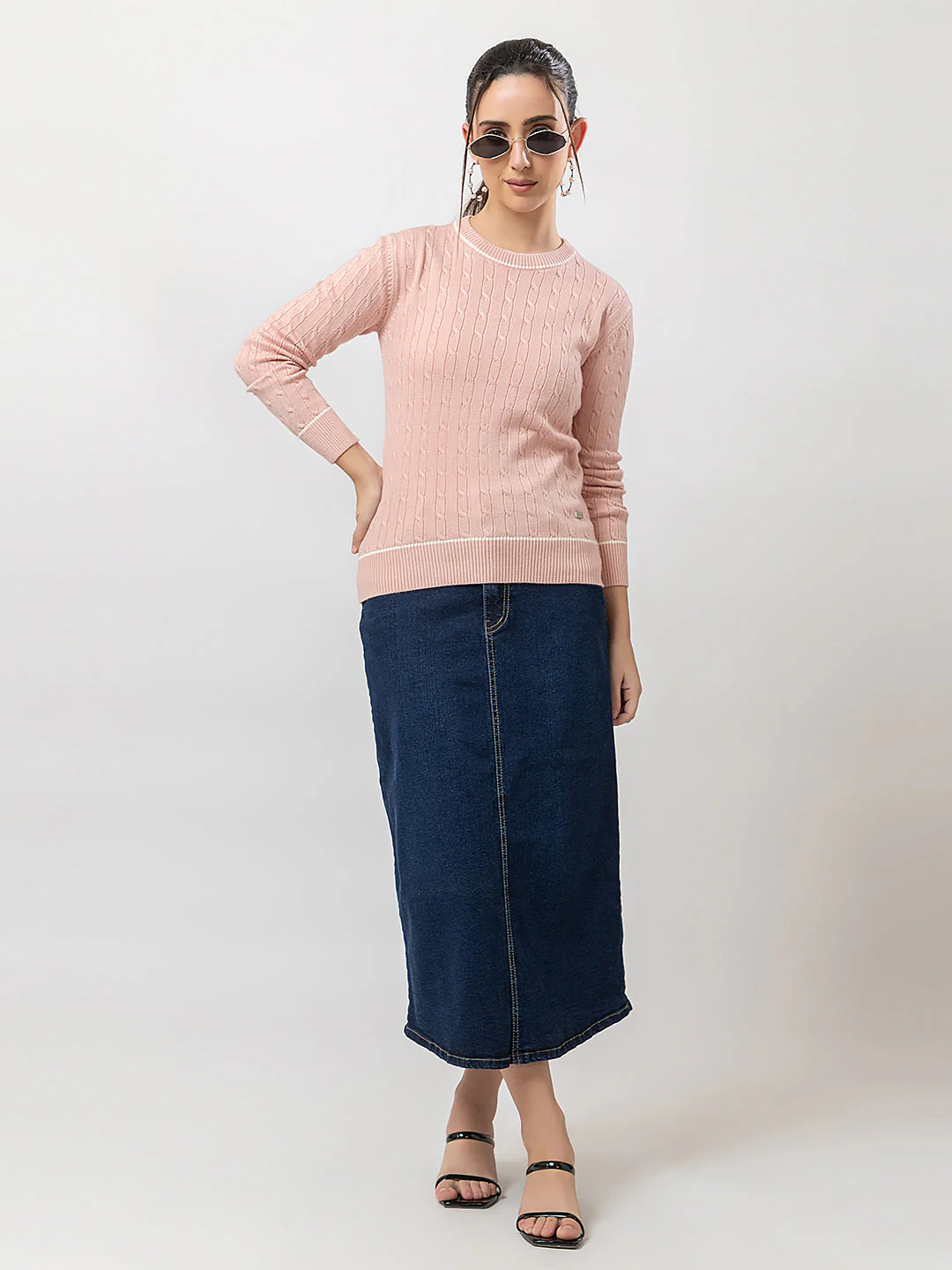 Women's Cable-Knit Solid Sweater - Image 3