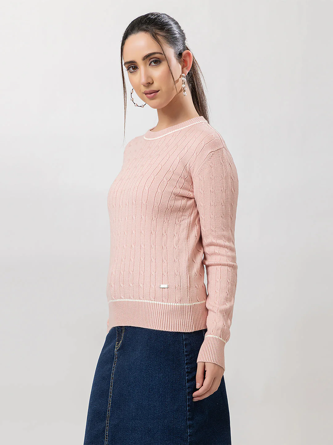 Women's Cable-Knit Solid Sweater - Image 4