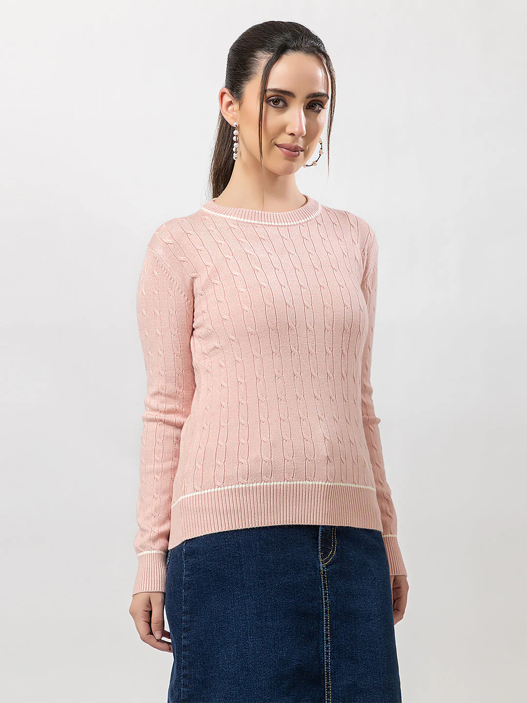 Women's Cable-Knit Solid Sweater - Image 5