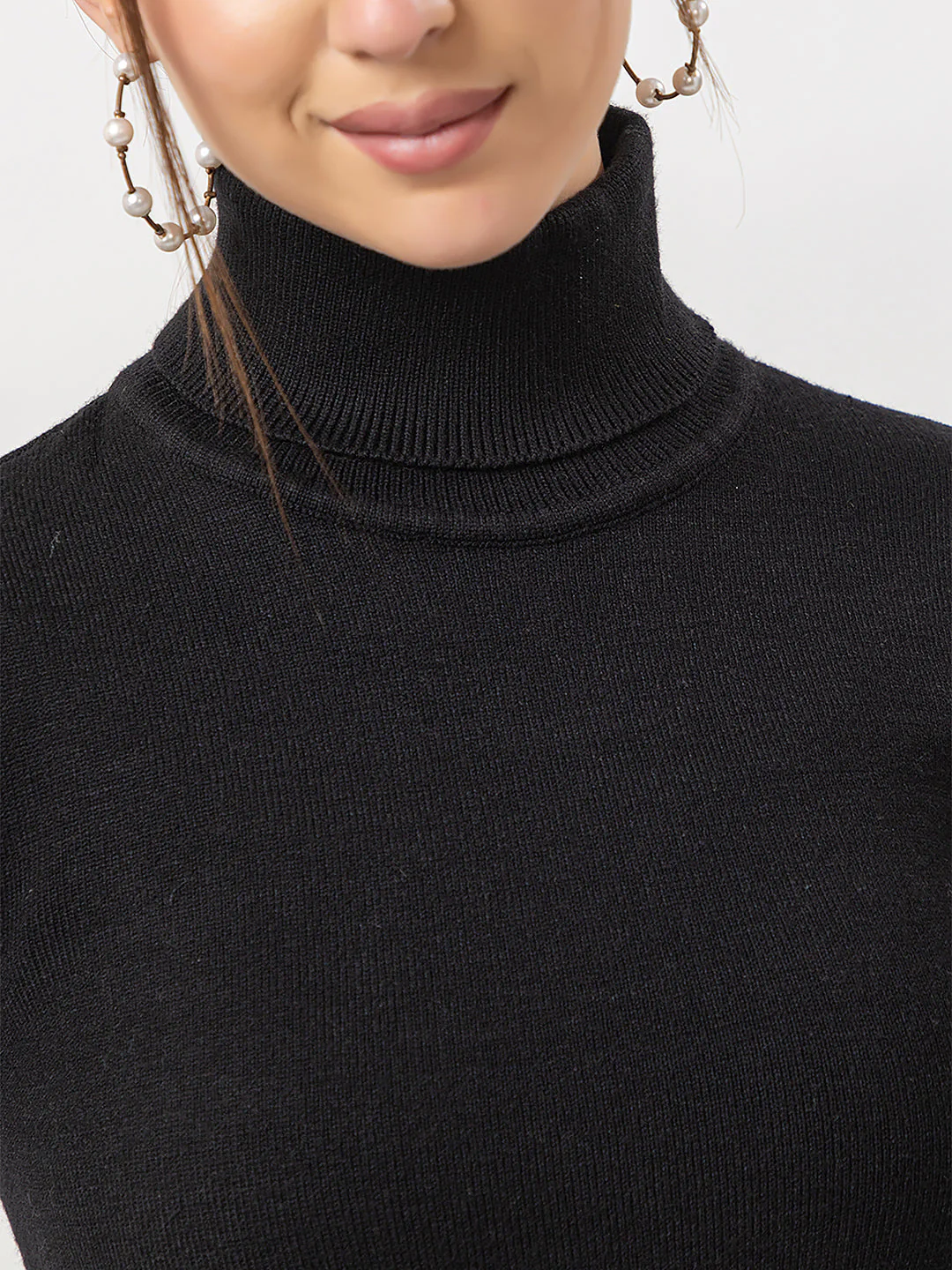 Women's High-Neck Plain Sweater - Image 7