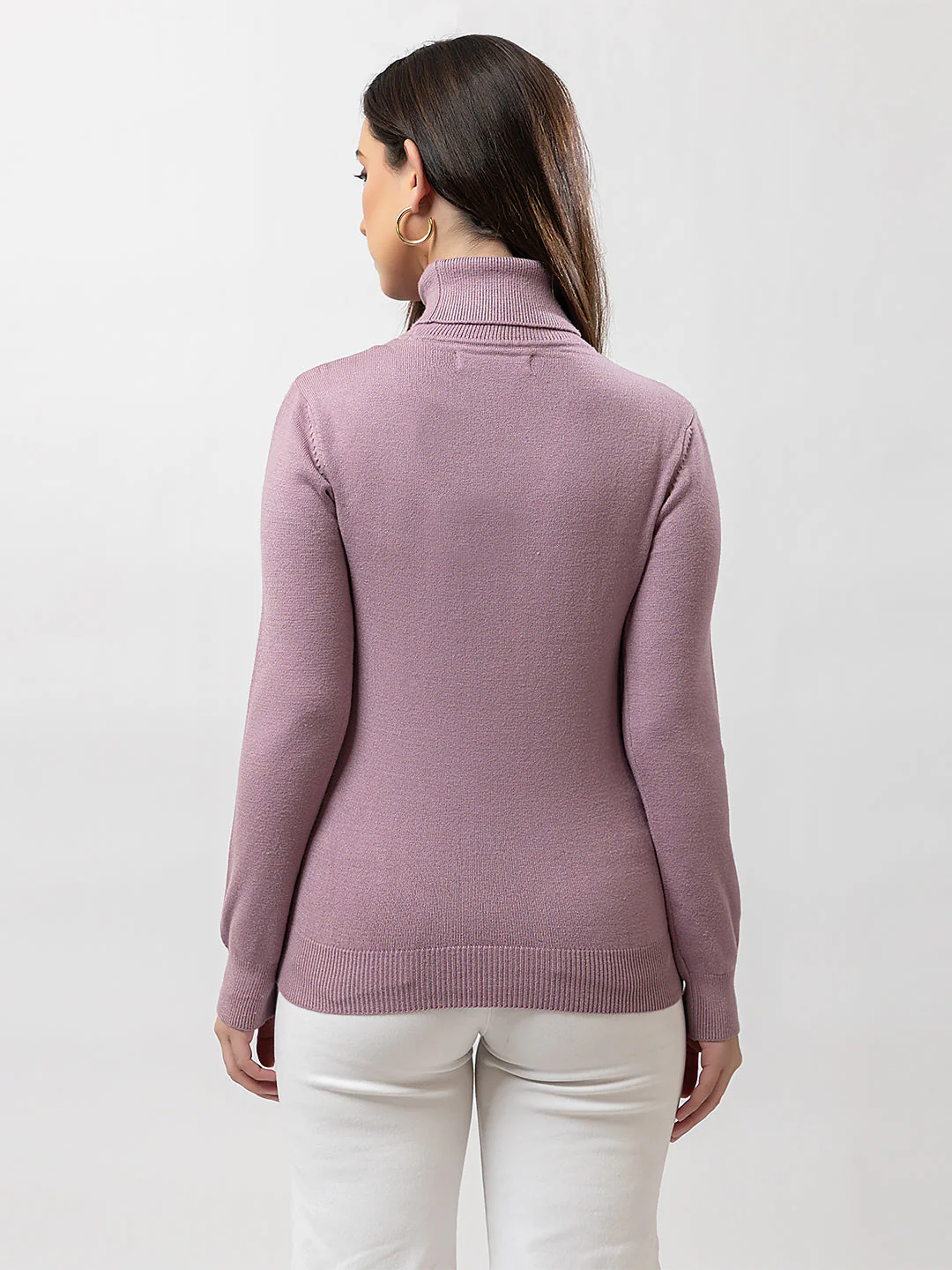 Women's High-Neck Plain Sweater - Image 3