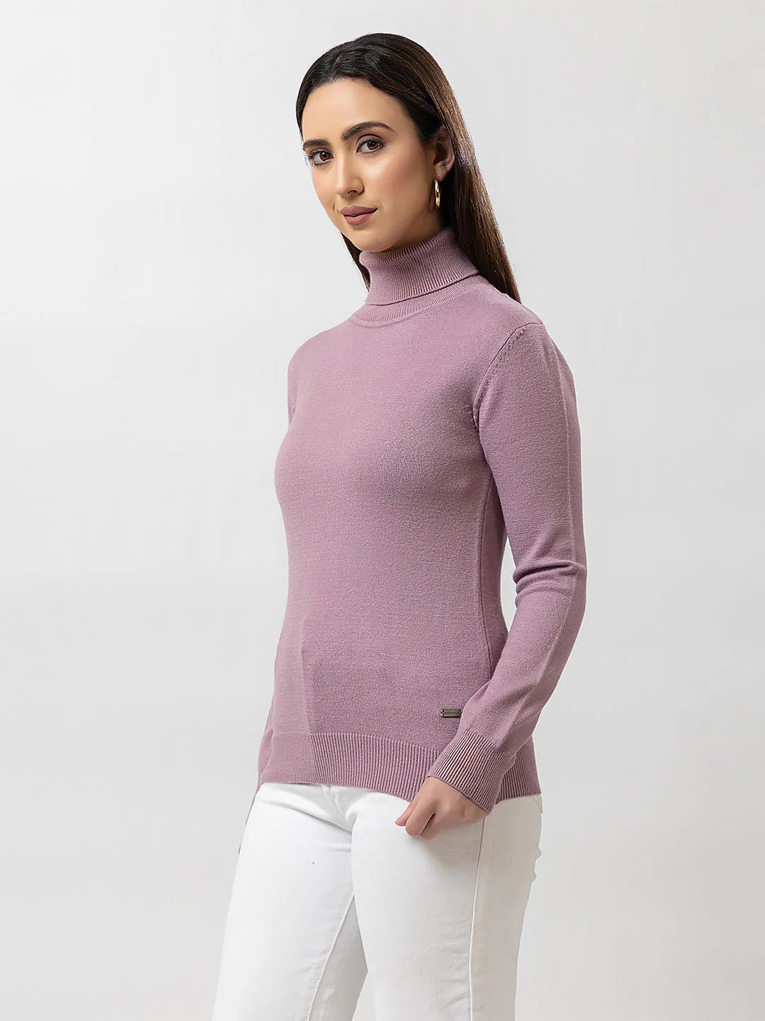 Women's High-Neck Plain Sweater - Image 6