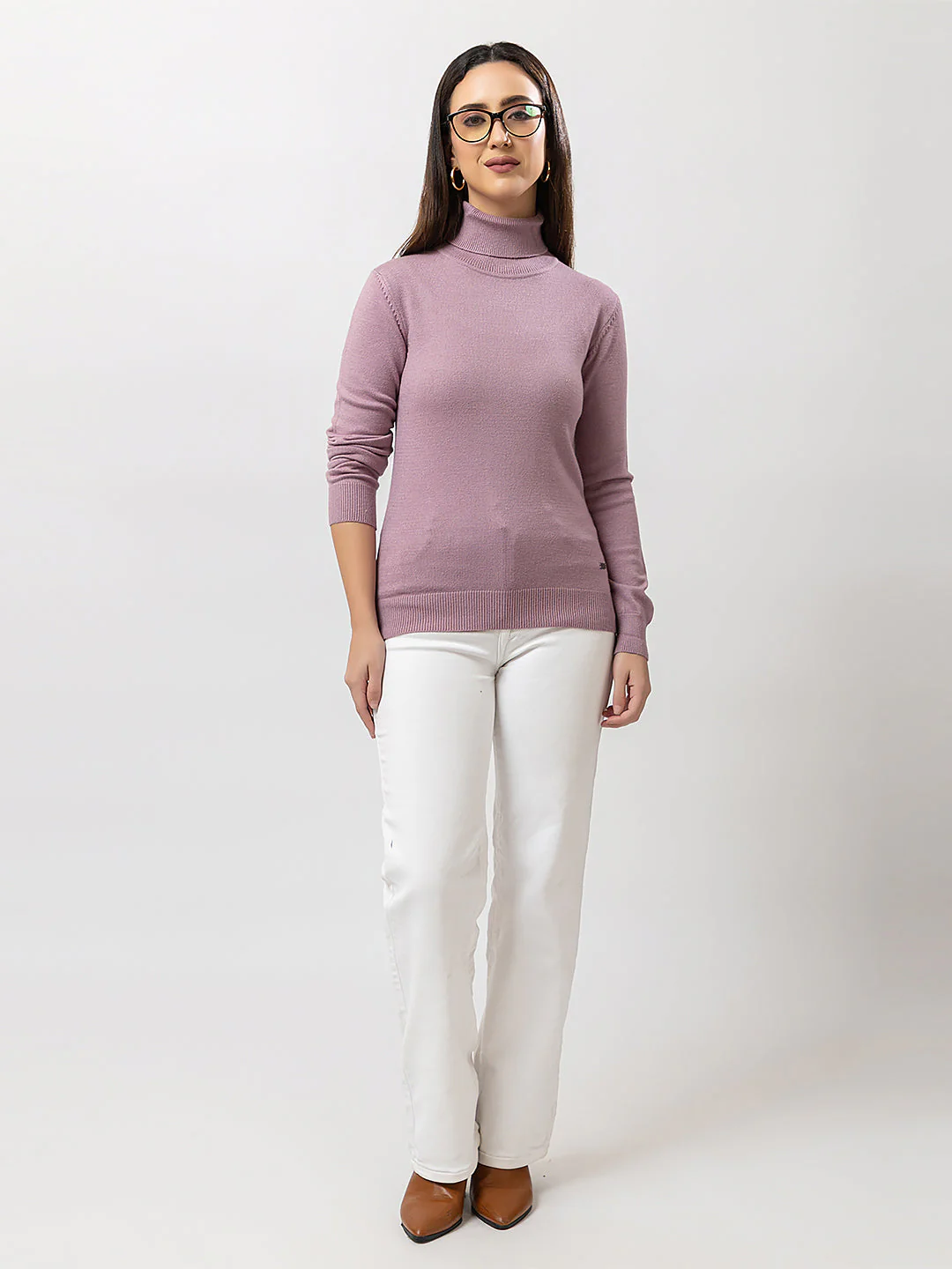 Women's High-Neck Plain Sweater - Image 7