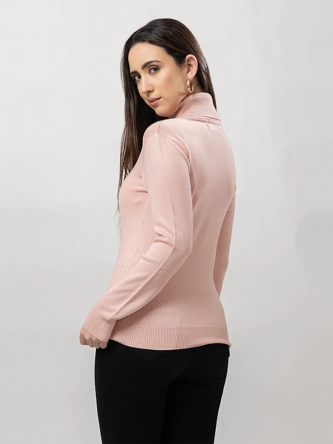 Women's High-Neck Plain Sweater - Image 4