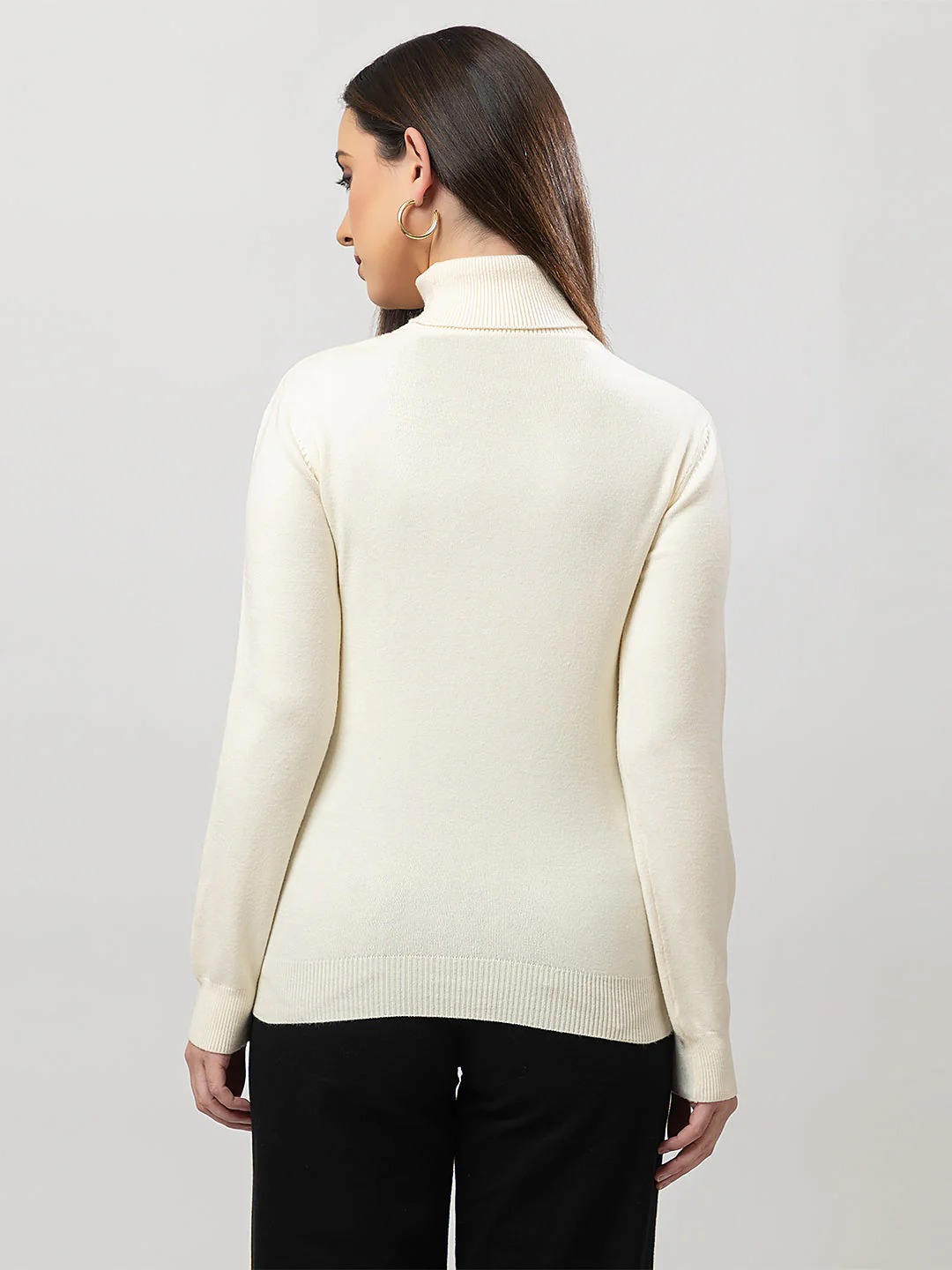Women's High-Neck Plain Sweater - Image 3