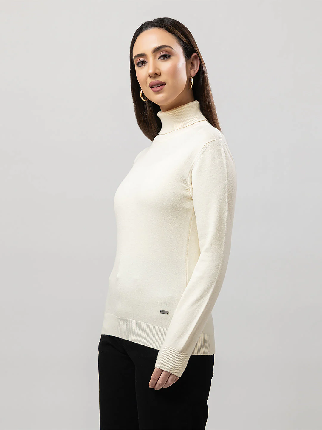 Women's High-Neck Plain Sweater - Image 5