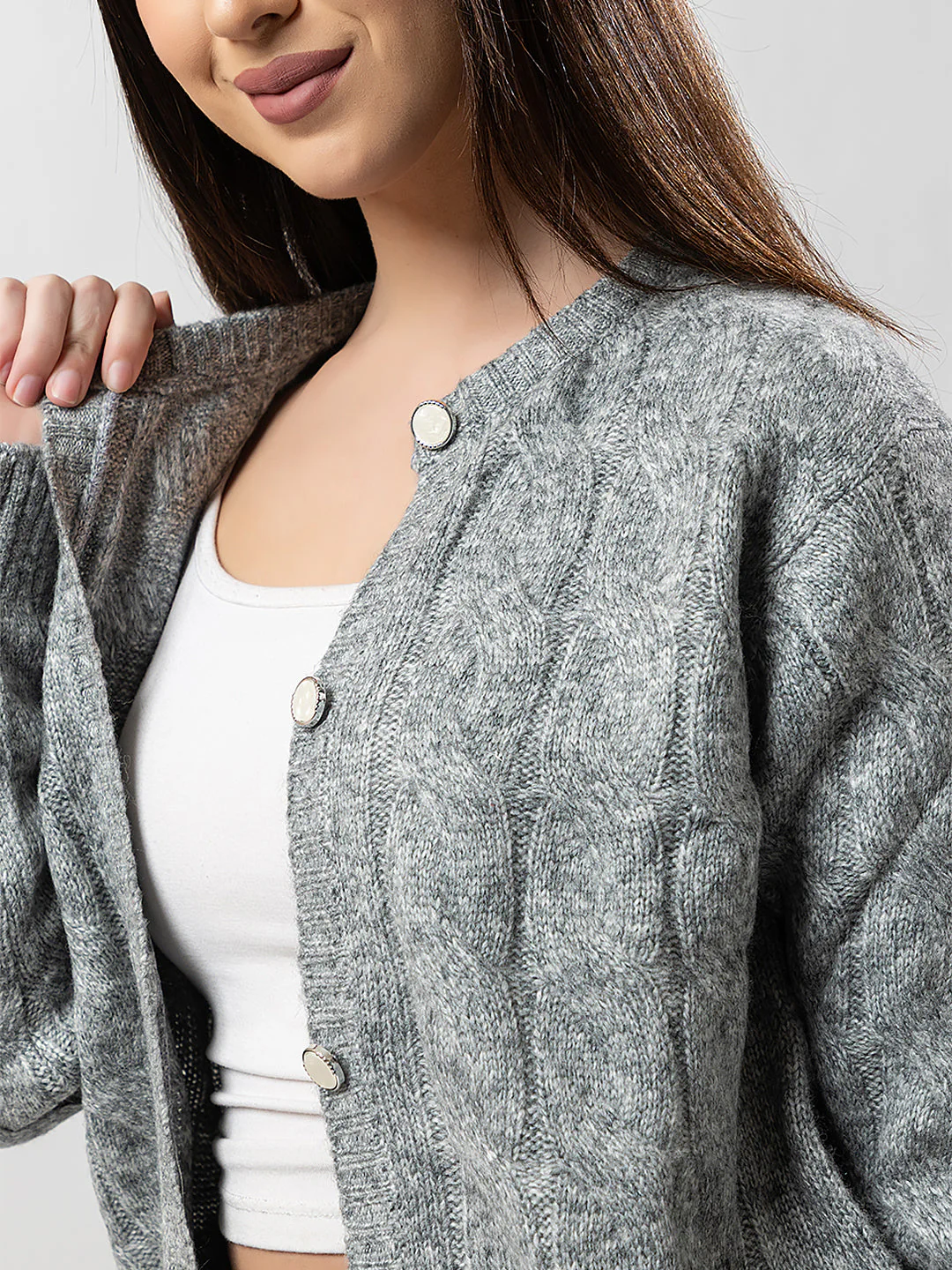 Women's Cable-Knit Solid Cardigan - Image 3
