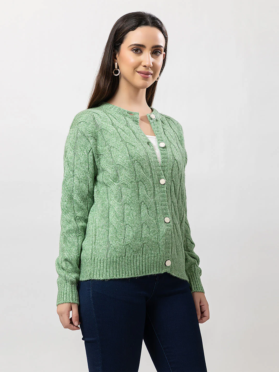 Women's Cable-Knit Solid Cardigan - Image 2