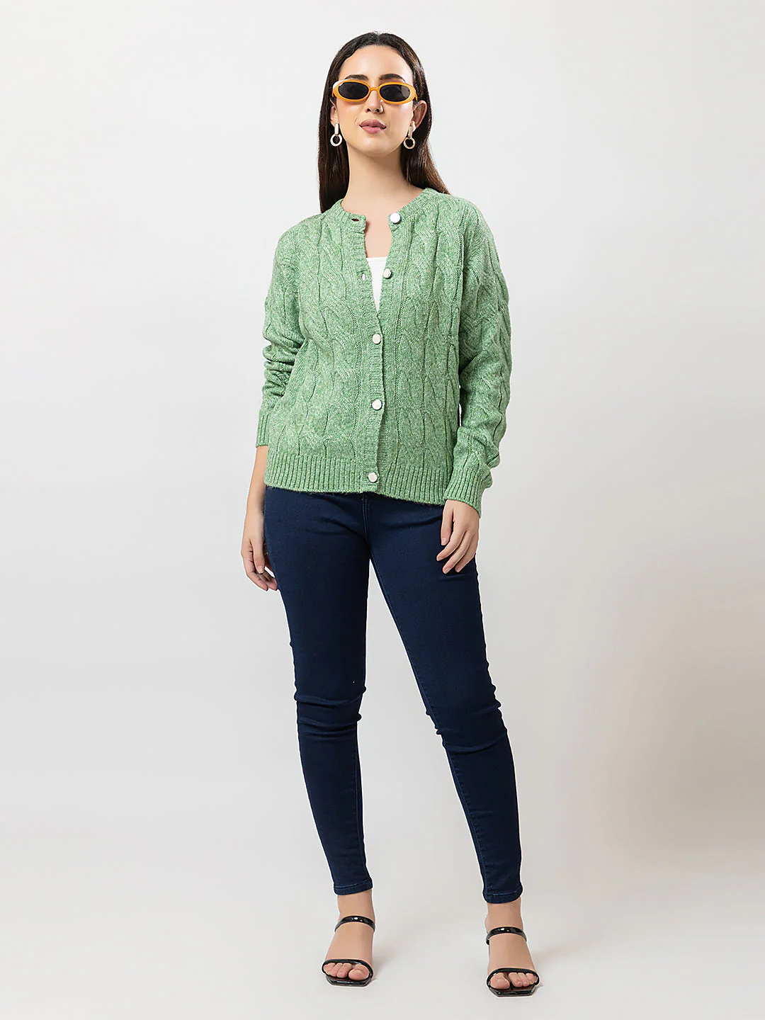 Women's Cable-Knit Solid Cardigan - Image 7