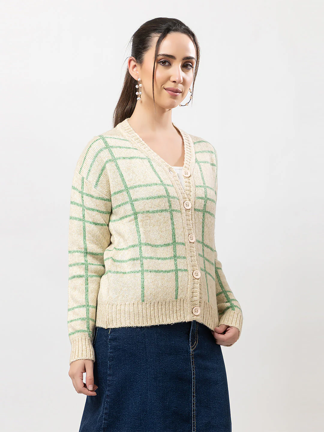 Women's Checked Cozy Cardigan - Image 5