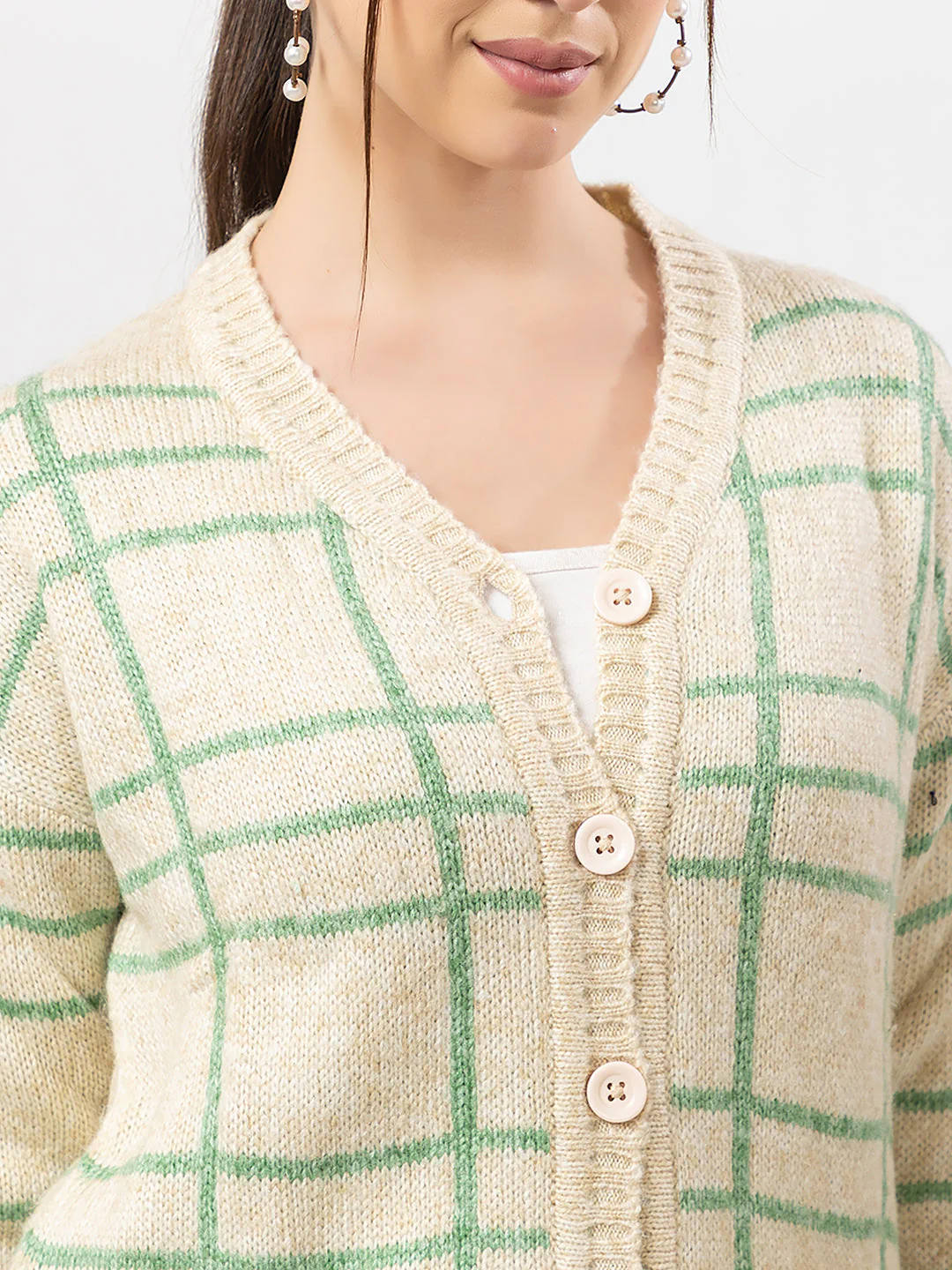 Women's Checked Cozy Cardigan - Image 6