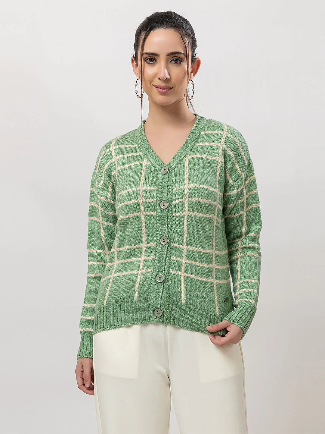 Women's Checked Cozy Cardigan - Image 5