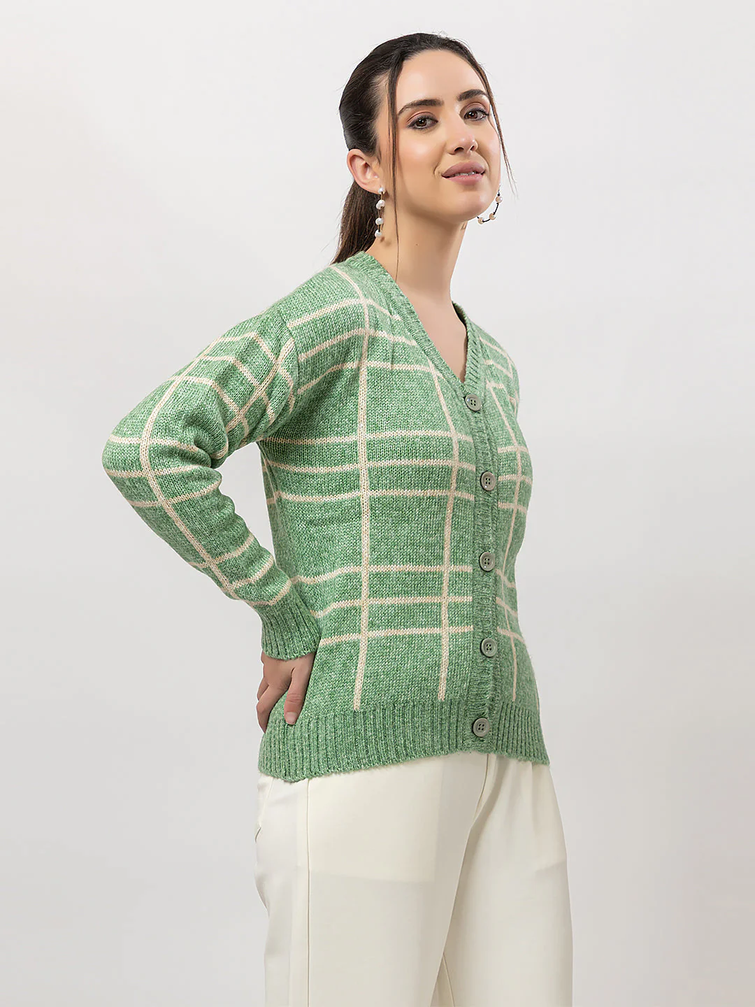 Women's Checked Cozy Cardigan - Image 6