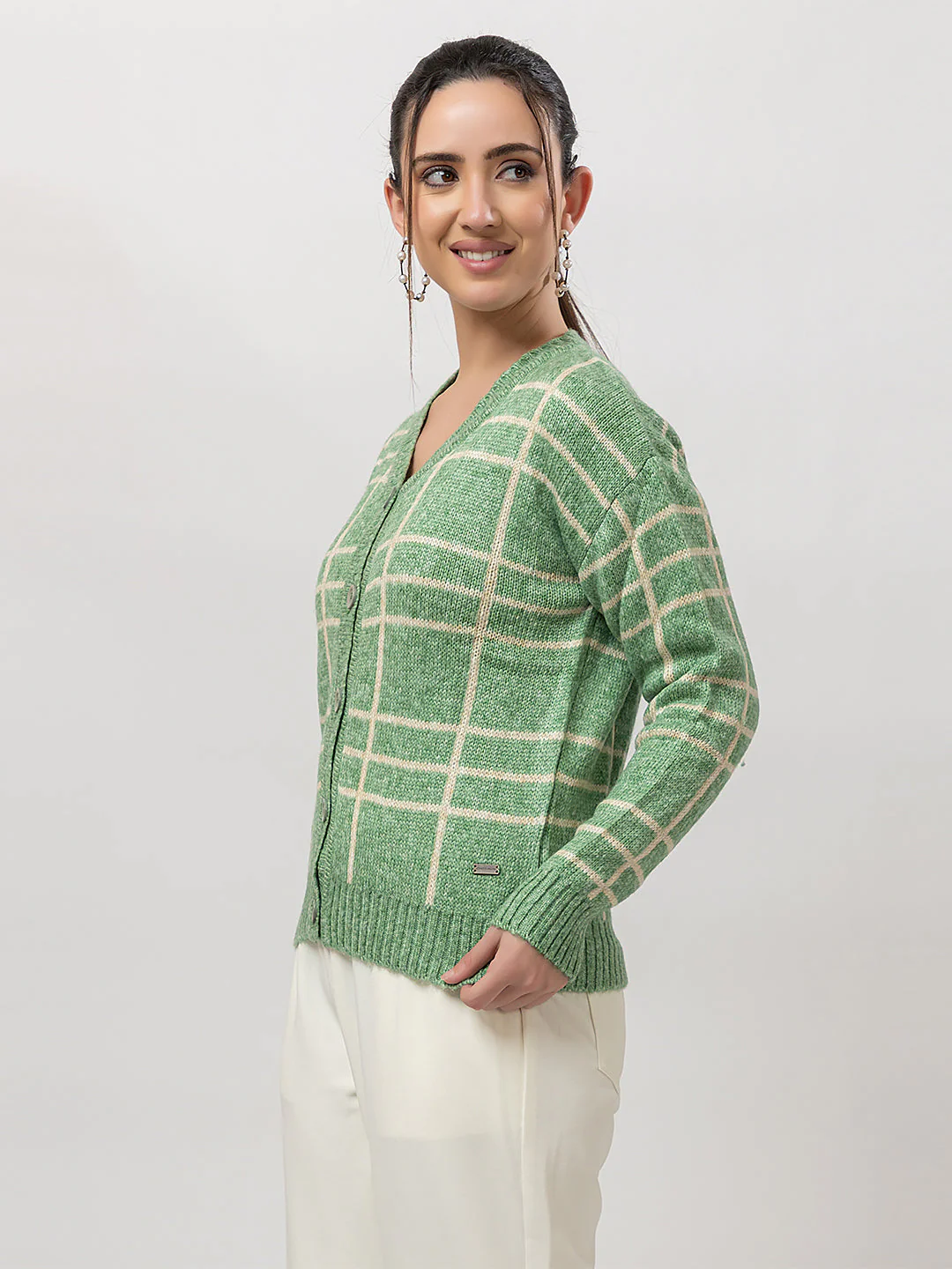 Women's Checked Cozy Cardigan - Image 7