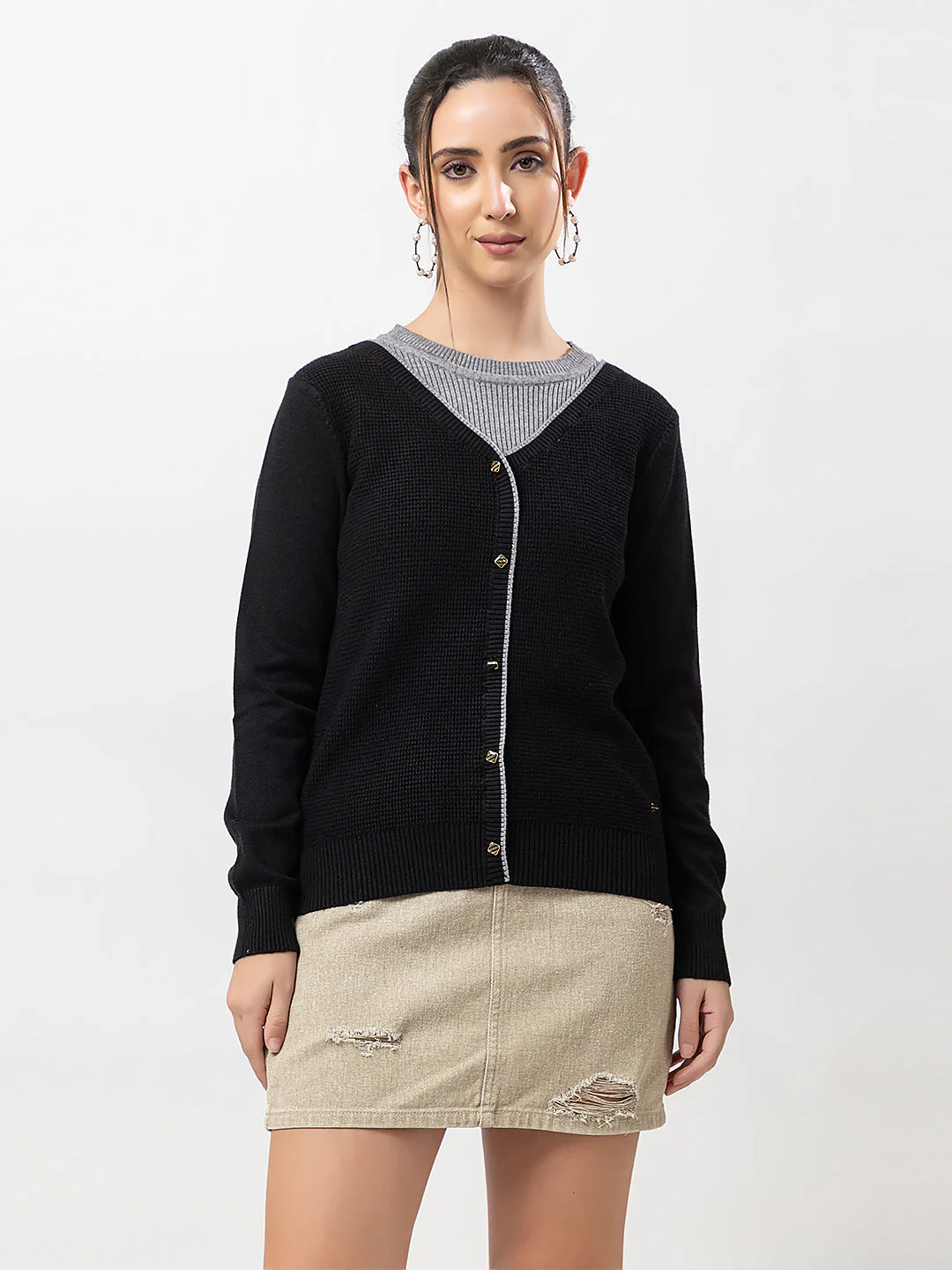 Women's Duo-Colour Stylish Cardigan