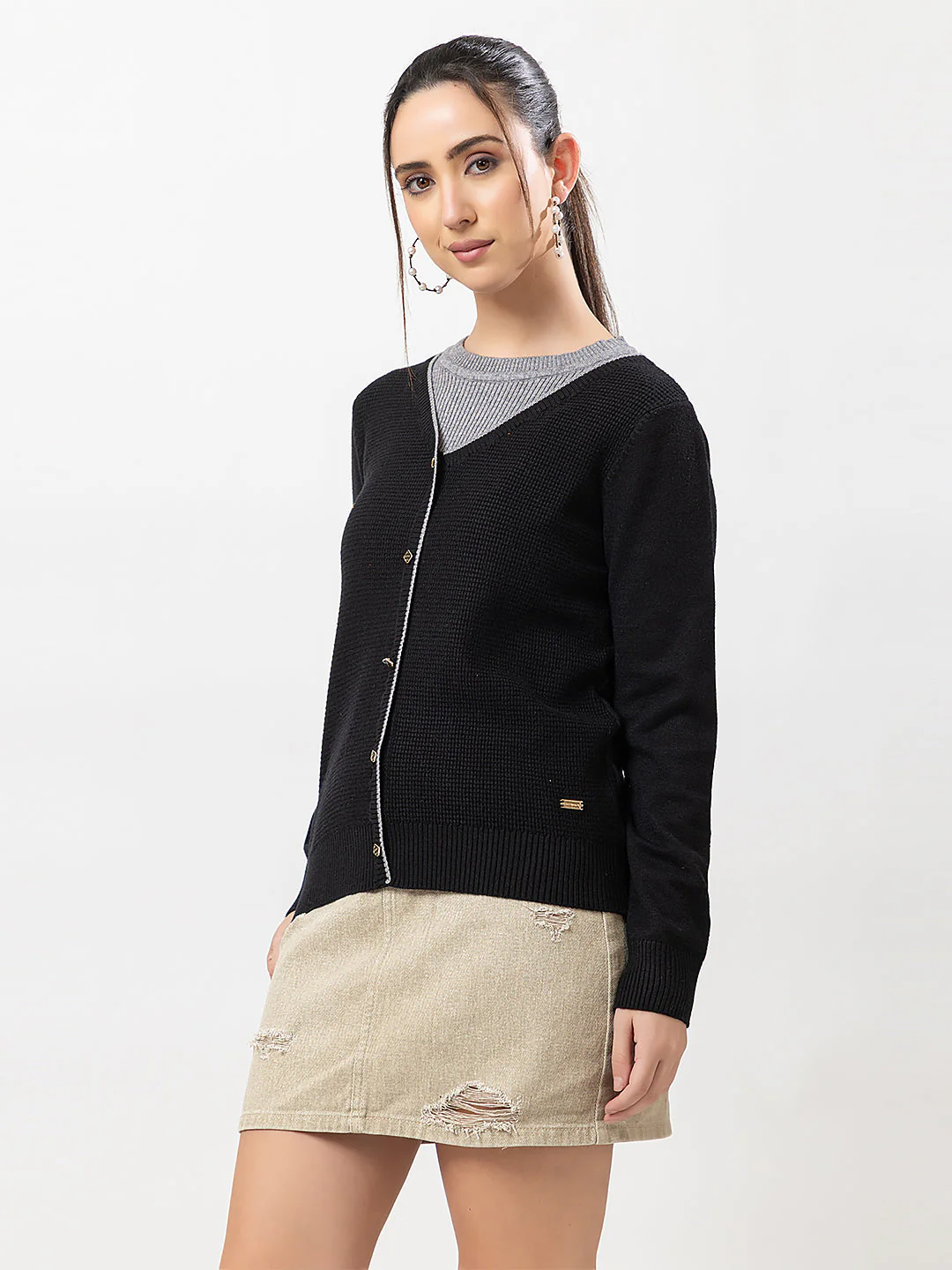 Women's Duo-Colour Stylish Cardigan - Image 3