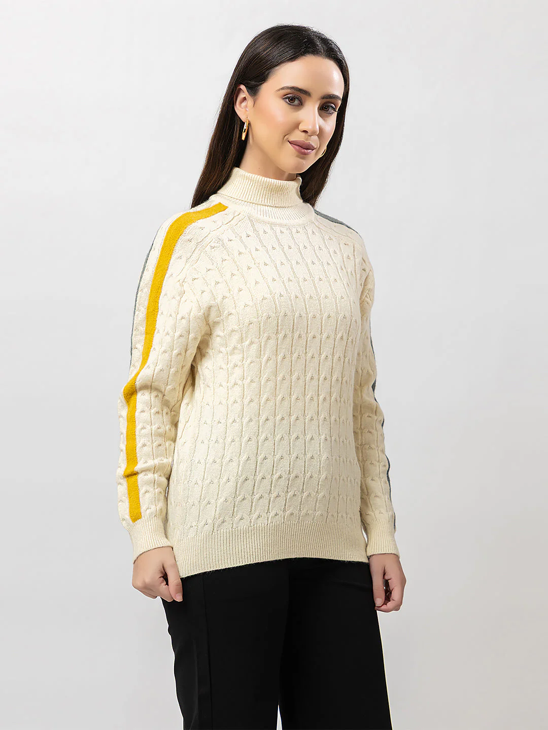 Women's High-Neck Knitted Sweater - Image 2