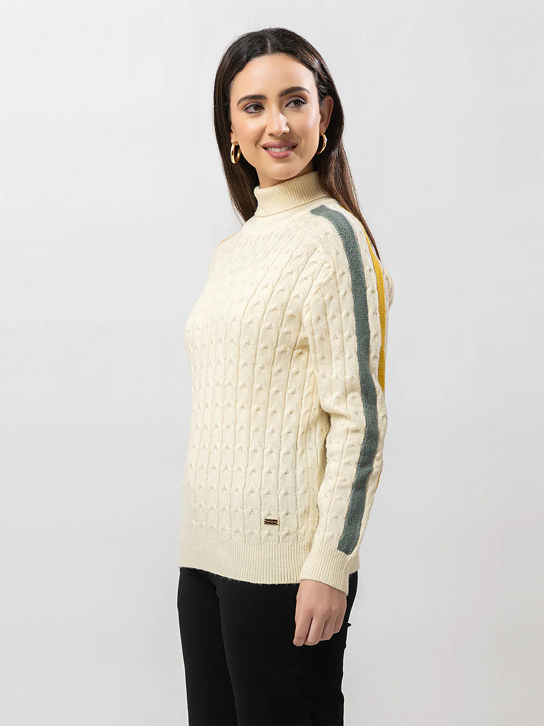 Women's High-Neck Knitted Sweater - Image 3