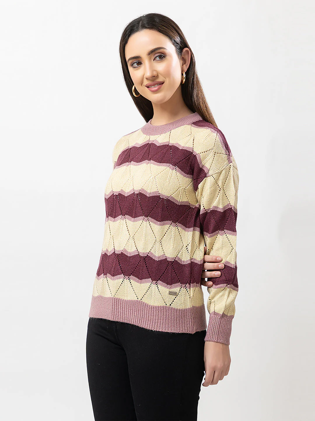 Women's Crew-Neck Striped Sweater - Image 3
