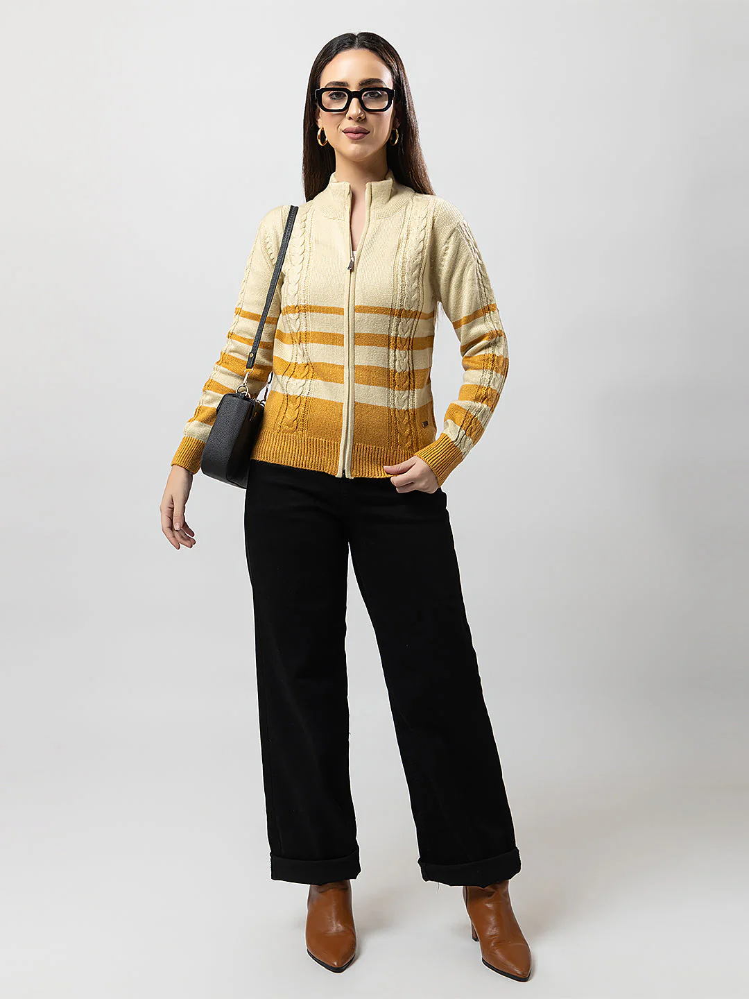 Women's Cable-Knit Zipper Cardigan - Image 7