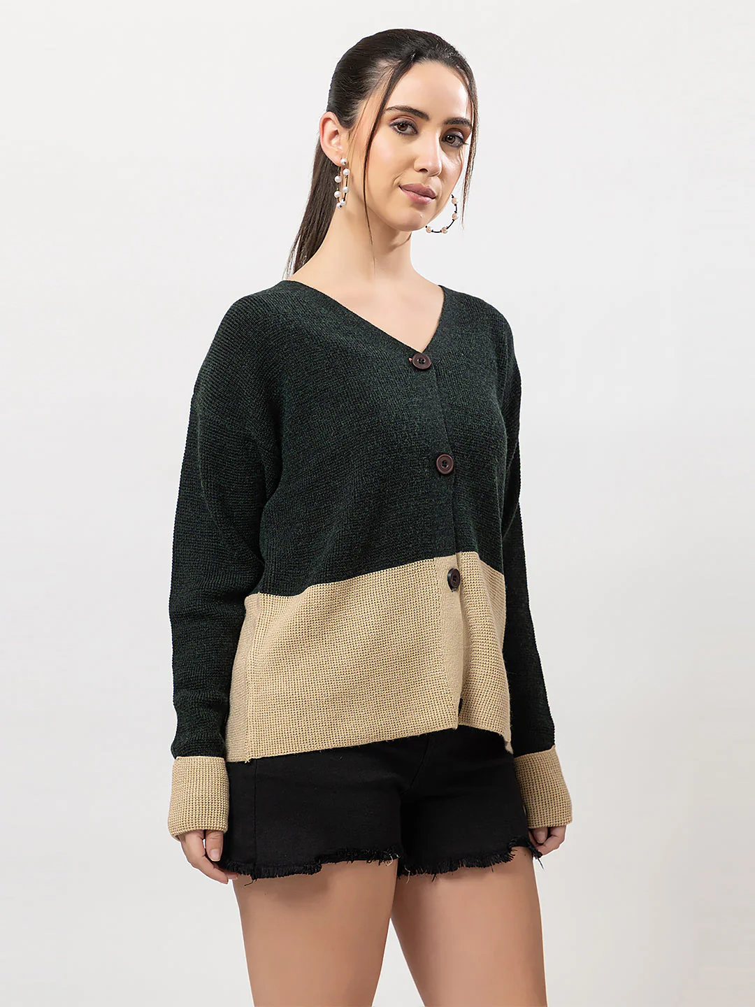 Women's Duo-Colour Cozy Cardigan - Image 4