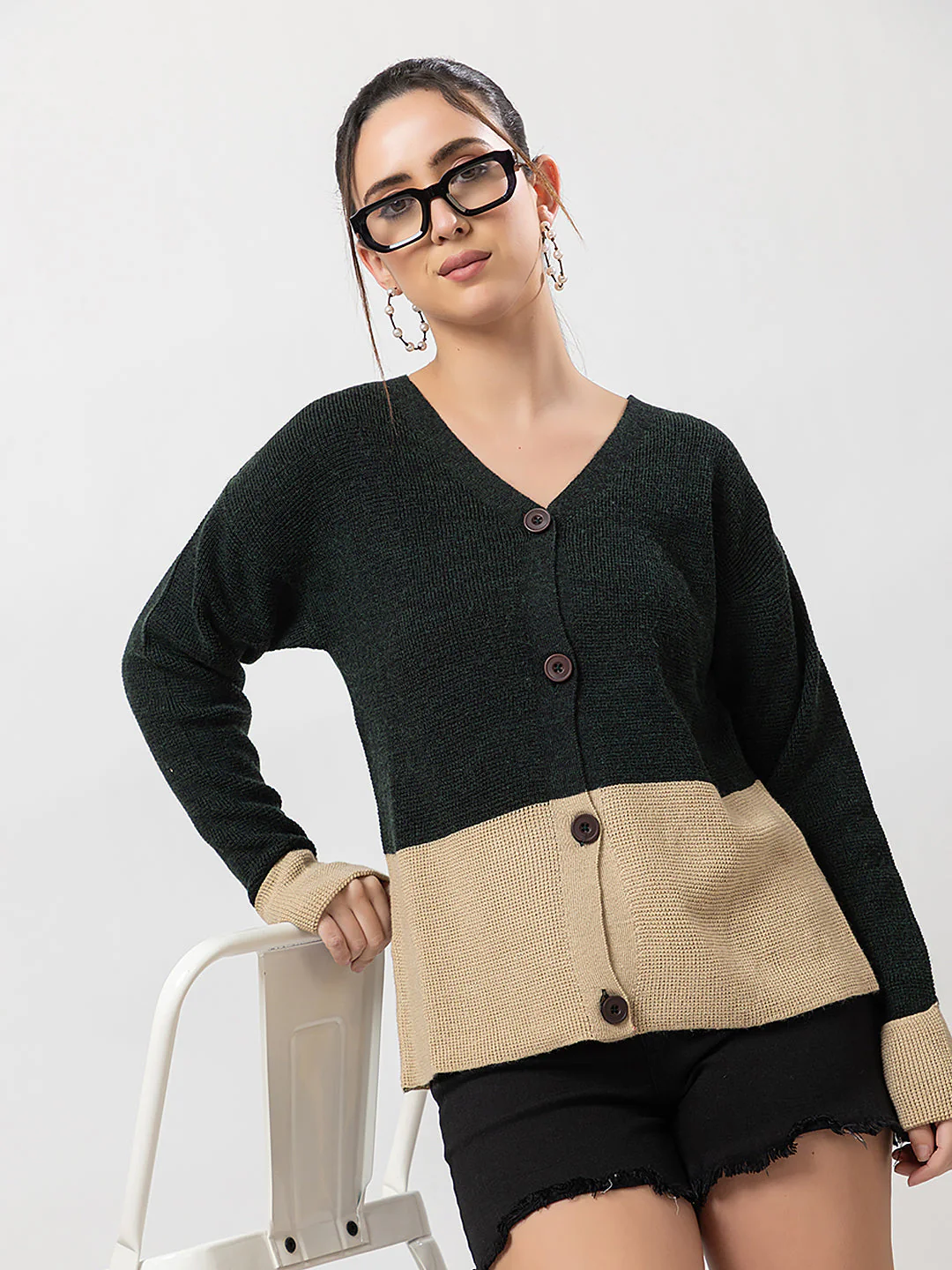 Women's Duo-Colour Cozy Cardigan - Image 6