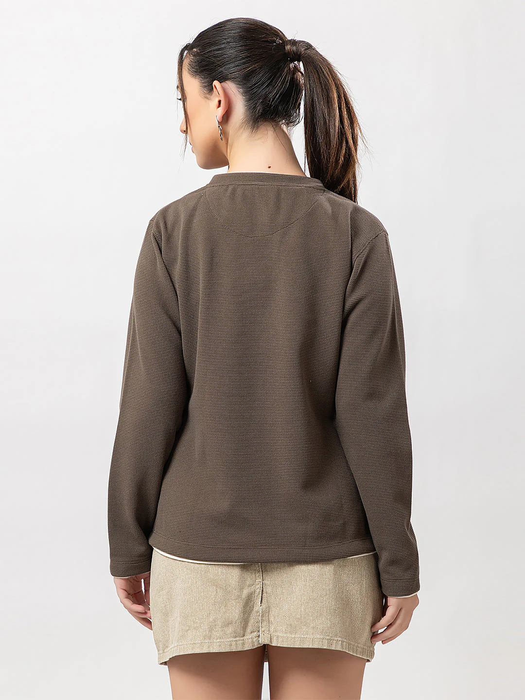 Women's Henley Neck Sweatshirt - Image 2