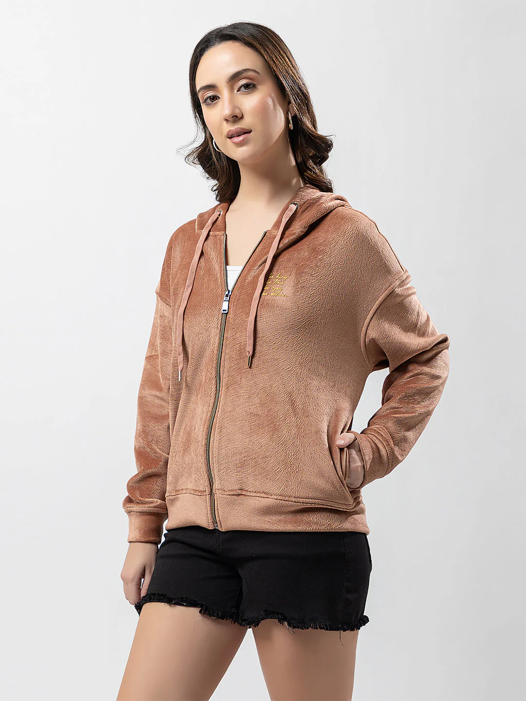 Women's Hooded Zipper Sweatshirt - Image 3