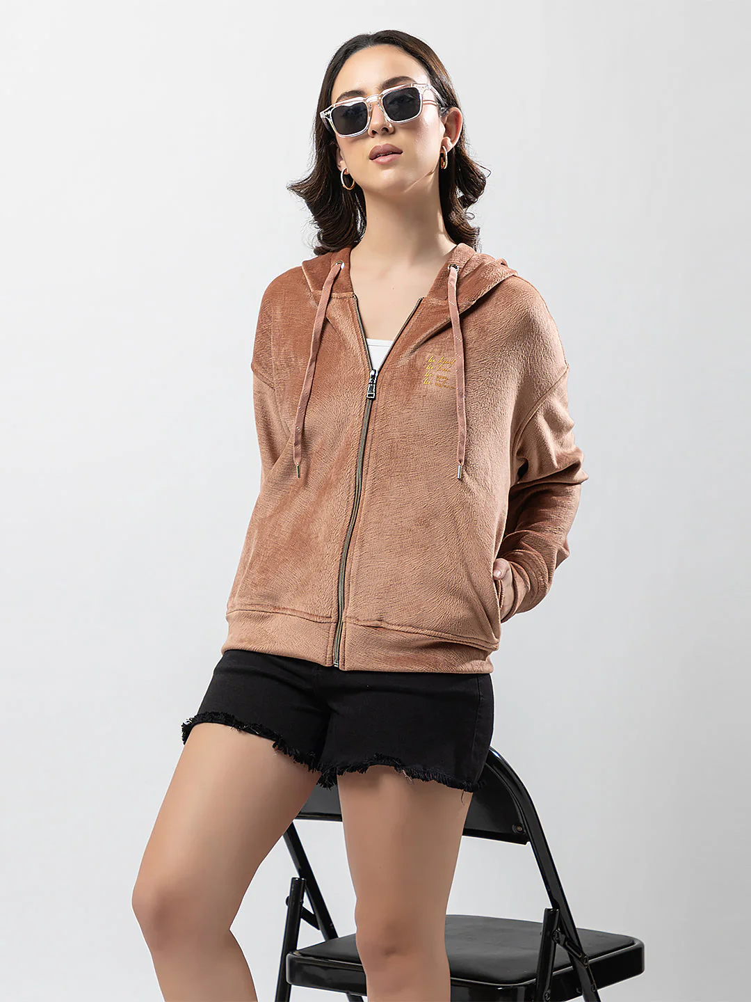 Women's Hooded Zipper Sweatshirt - Image 7