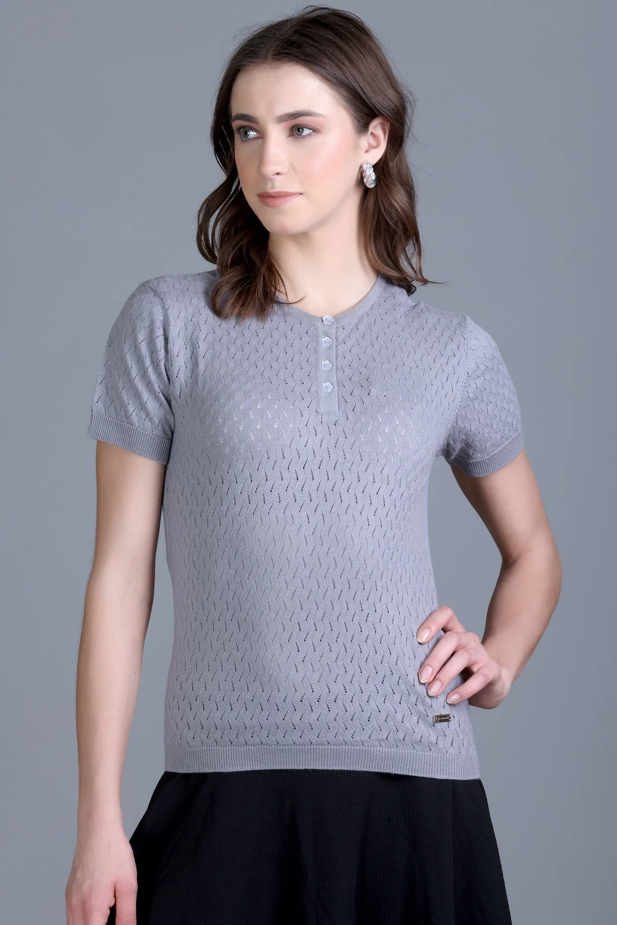 Women's Solid Henley Tee