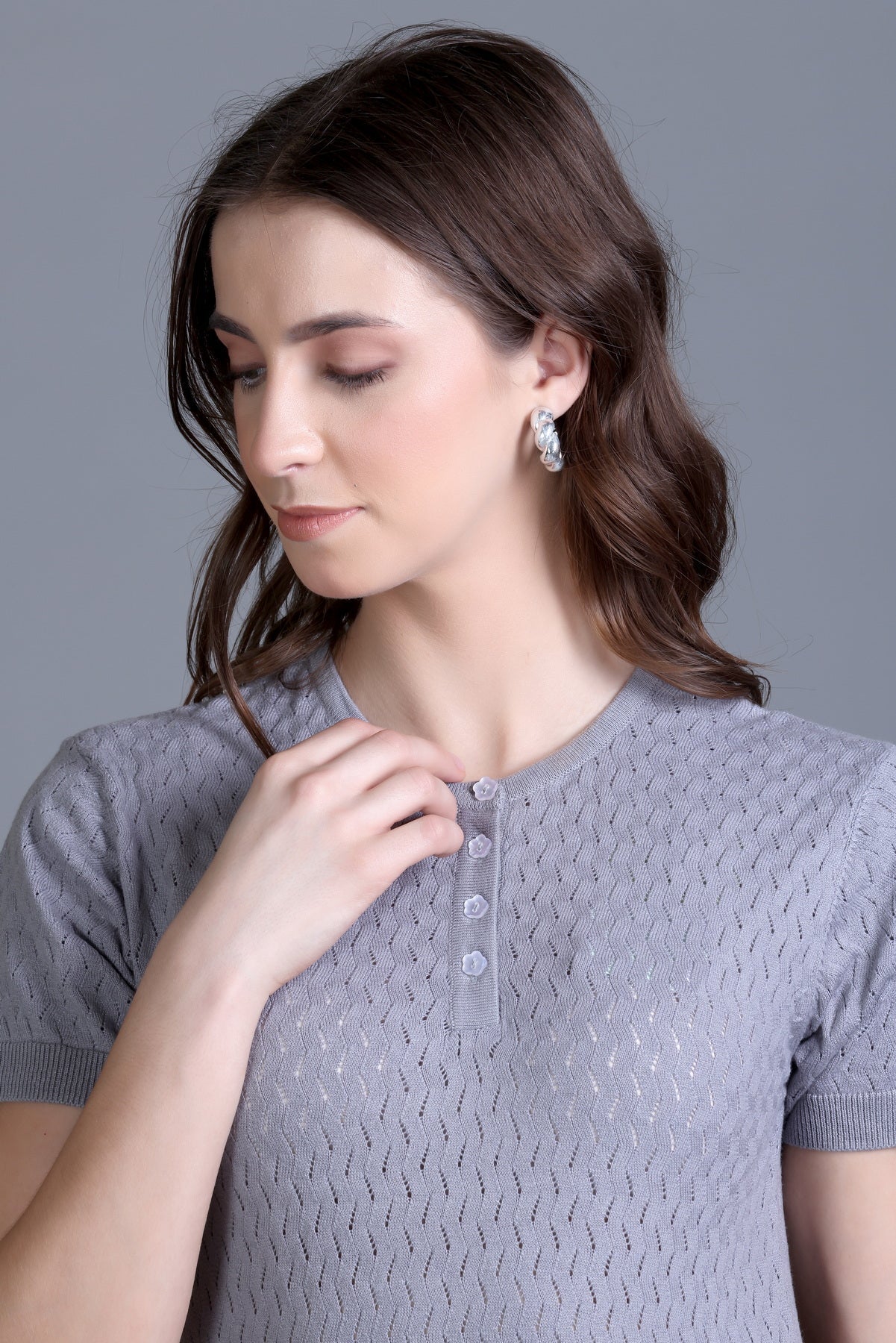 Women's Solid Henley Tee - Image 6