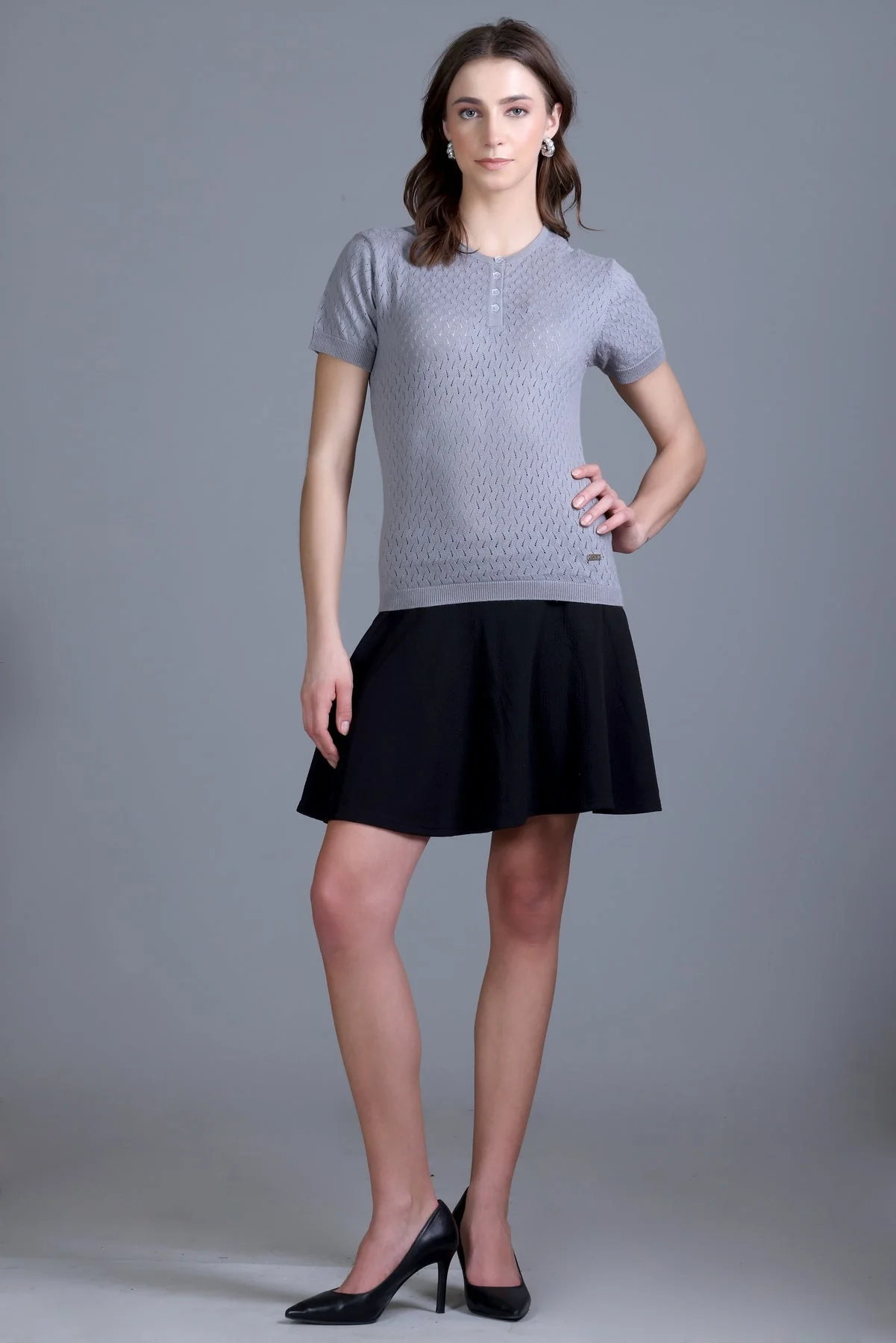 Women's Solid Henley Tee - Image 7