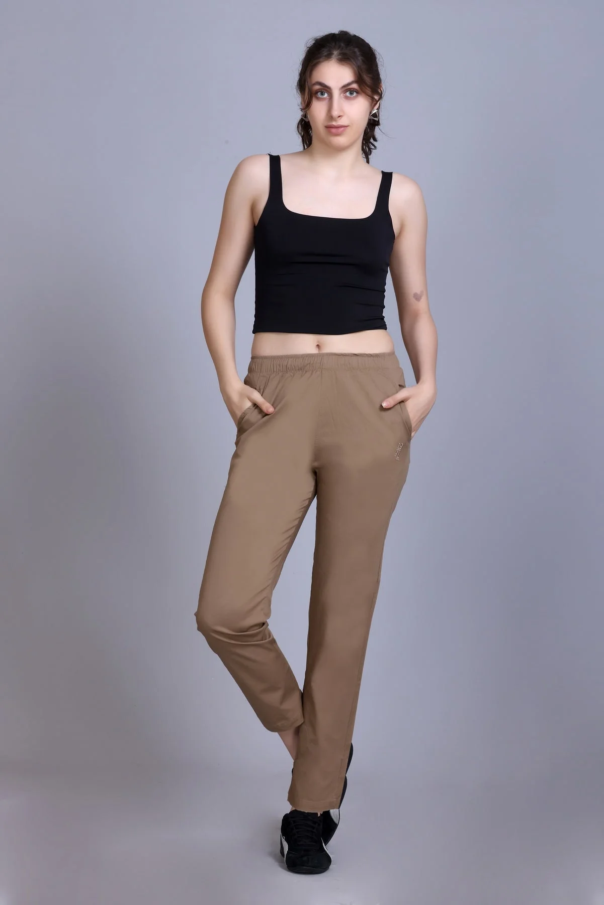 Women's Stretchable Solid Pants - Image 2