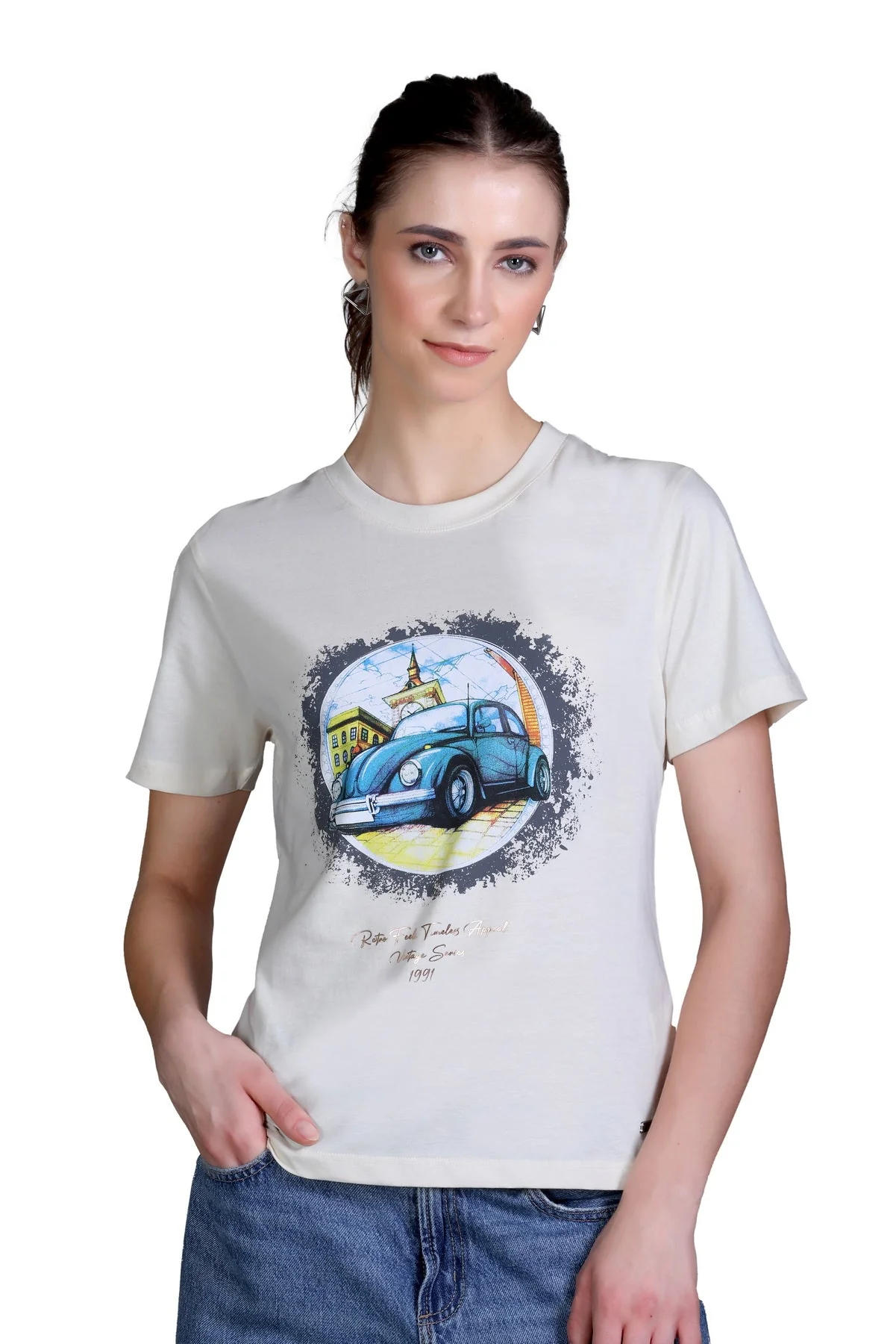 Women's 'Vintage Car' Tee - Image 2