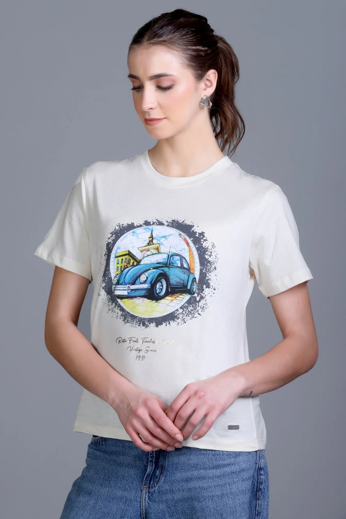 Women's 'Vintage Car' Tee - Image 6